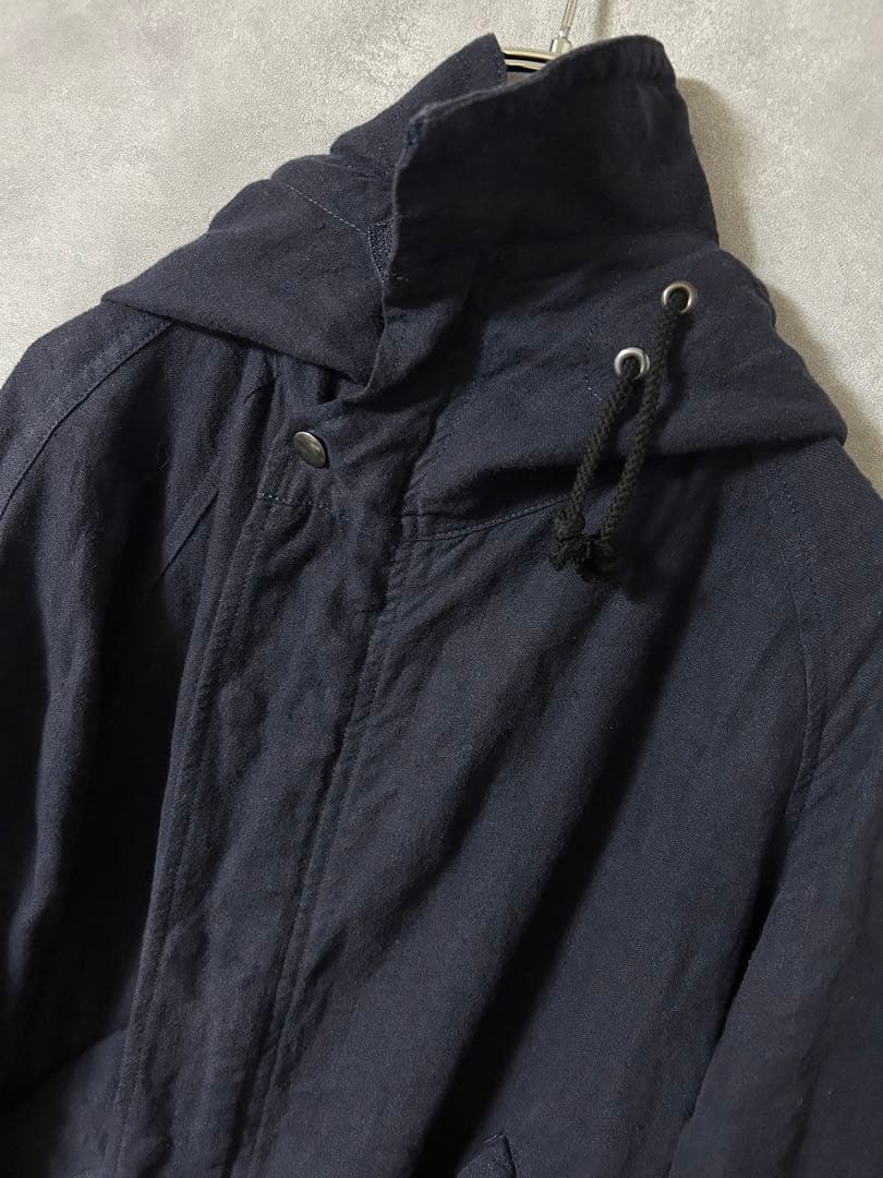 Y's ワイヤーカラー リネンジップアップ ミリタリーモッズコート