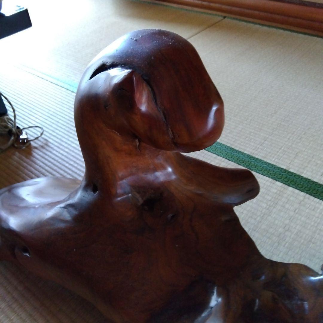 【対馬の欅木手彫り】銘木欅木彫りオブジェ天然椿油仕上げ【断捨離価格】