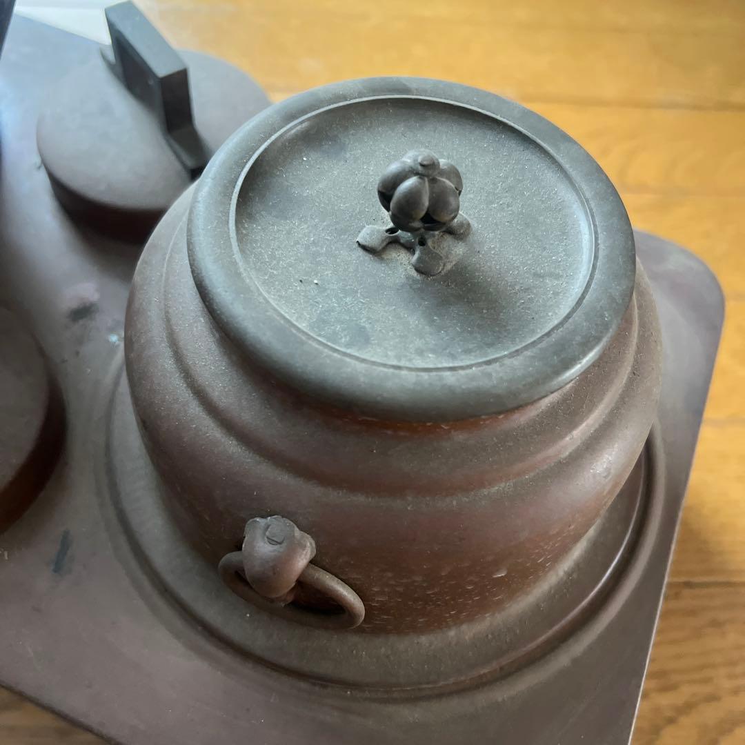 燗銅壺 酒燗器 熱燗器 古銅酒燗器 時代物 銅製 酒器 五徳 火鉢 長火鉢