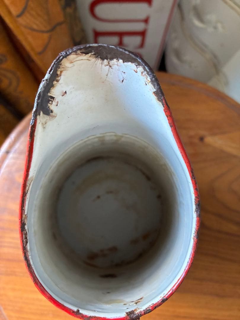 フランス　アンティーク　ホーロー　ジャグ　ピッチャー　水差し　エトワール　白赤