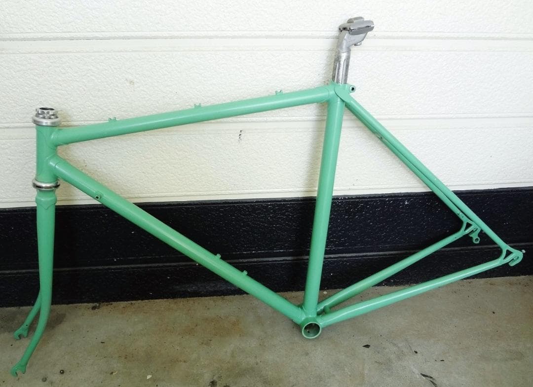 【概ね良好　リペイント】クロモリ　ロードバイク　フレーム　ビアンキ カラー