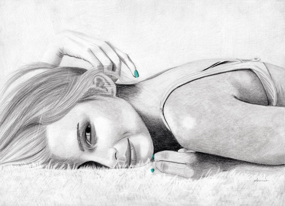 鉛筆画「Saturday afternoon」　B5大サイズ