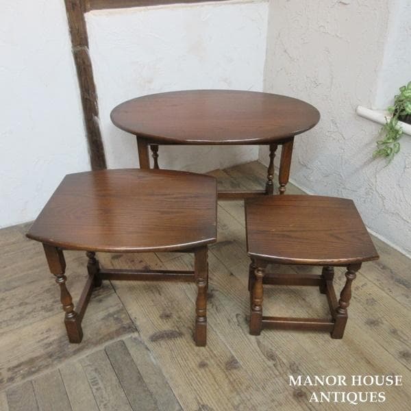 イギリス製 アンティーク 家具 オールドチャーム ネストテーブル 6058e