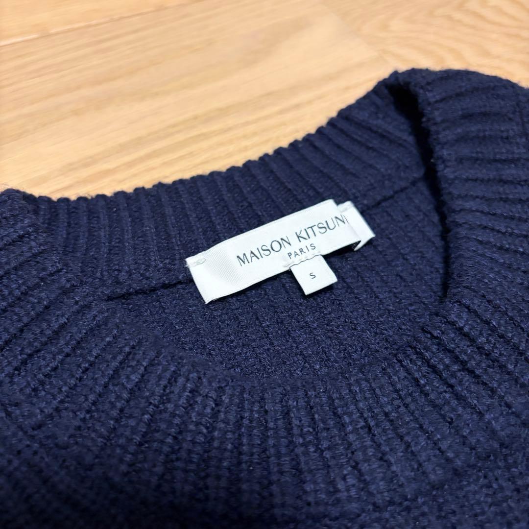 メゾンキツネ ニット プルオーバー フォックスヘッド ネイビー S