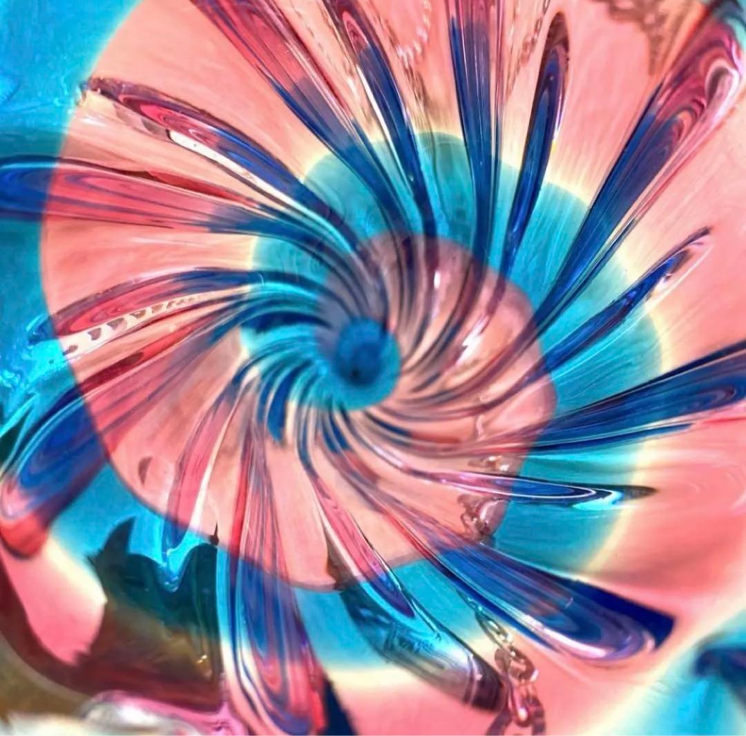 70年昭和レトロアンティーク吊り下げ花瓶ぷっくりレトロガラススパイラルランプシェ