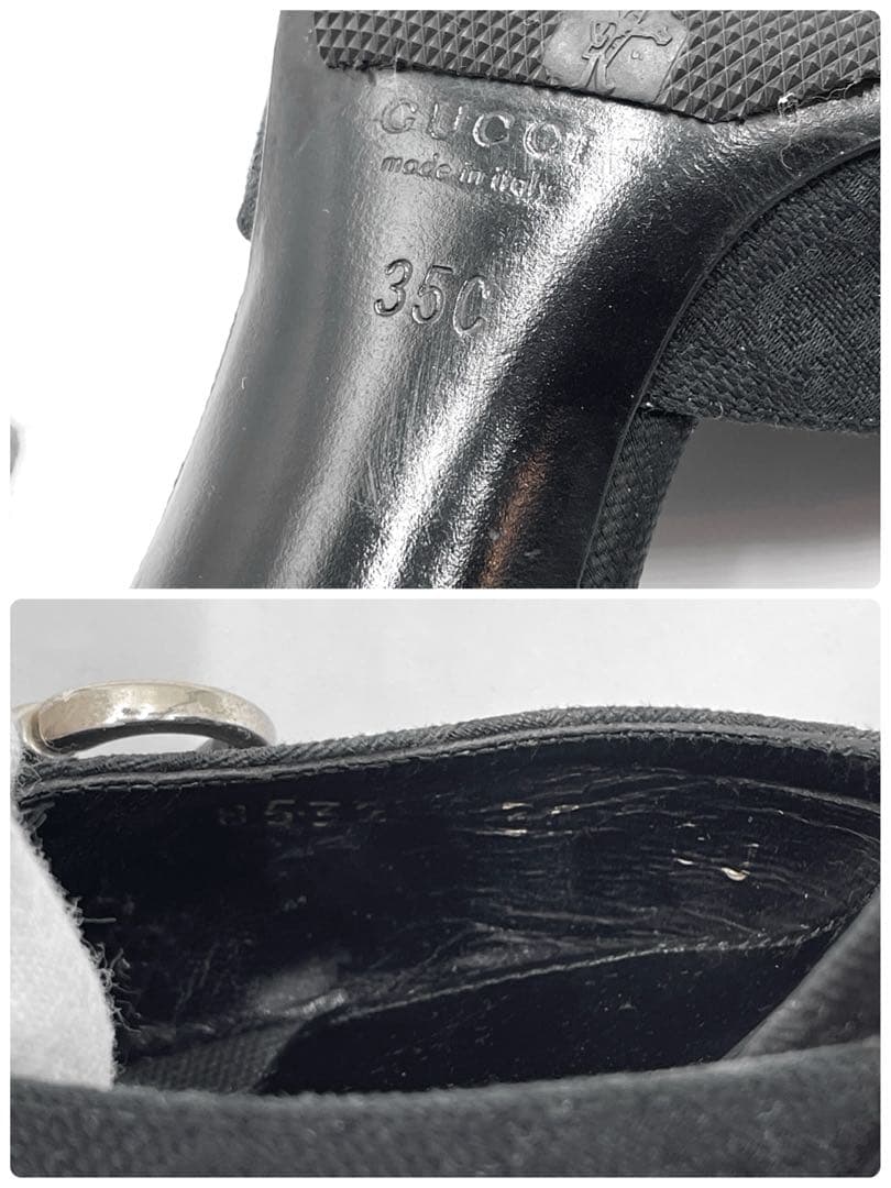 【良品】グッチ ホースビット サンダル ミュール サイズ35 GG ブラック