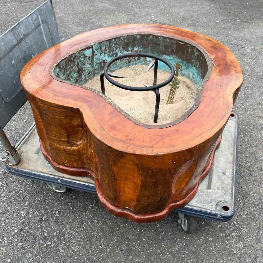 【アンティーク】天然木 切り株 火鉢 無垢 特大 囲炉裏 昭和レトロ 古道具