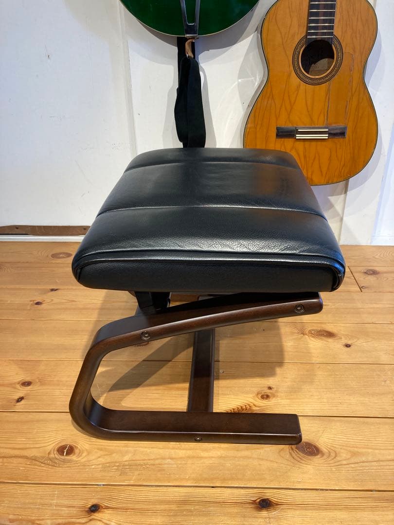 画像29枚 冨士ファニチア ブラック 本革 レザー オットマン スツール リク