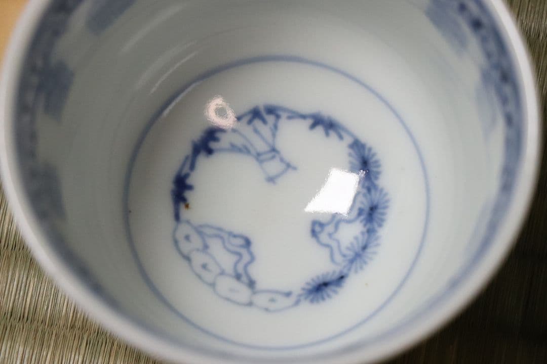 【CM77】古伊万里 青磁 染付 猪口 四客 陶芸 湯呑 酒器 小鉢 向付 懐石