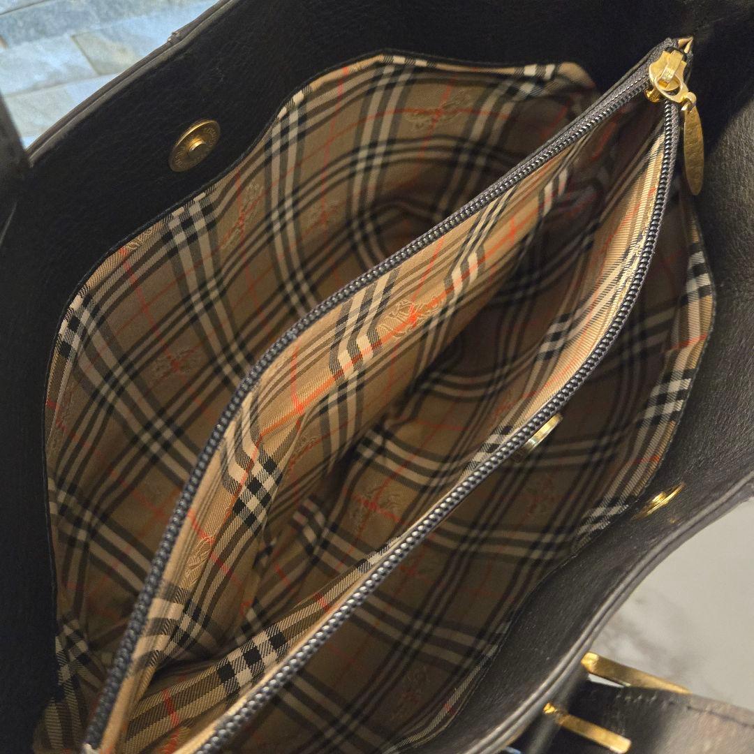 BURBERRY　バーバリー　ハンドバッグ　レザー　ブラック　ノバチェック