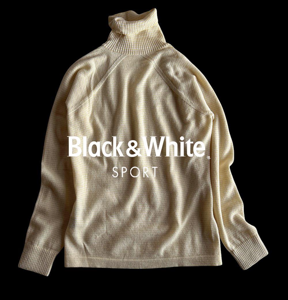新品タグ付ブラック＆ホワイトゴルフ定価6.1万カシミヤ100％ハイネックニット