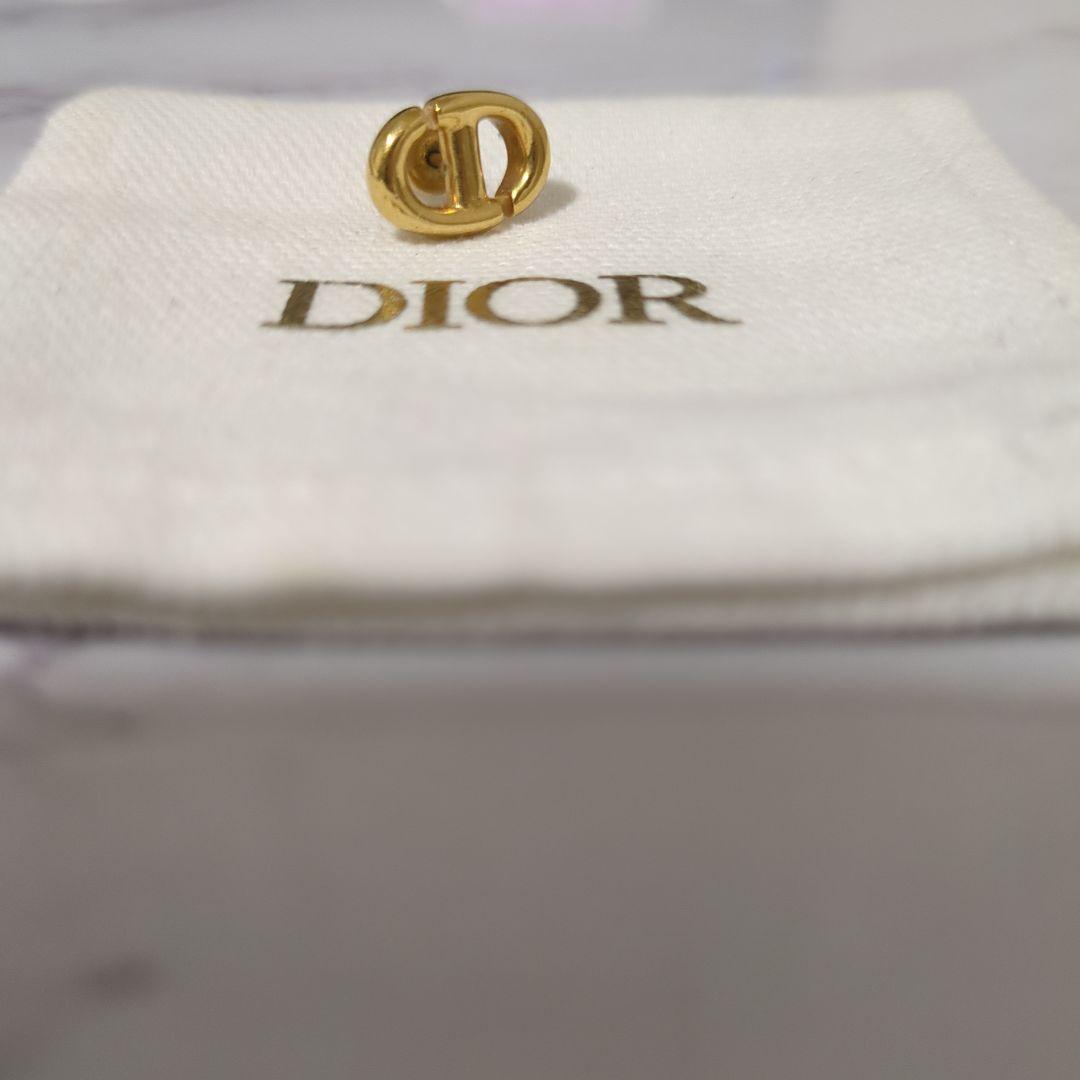 Dior ゴールド 片耳　ピアス　Navy スタッド