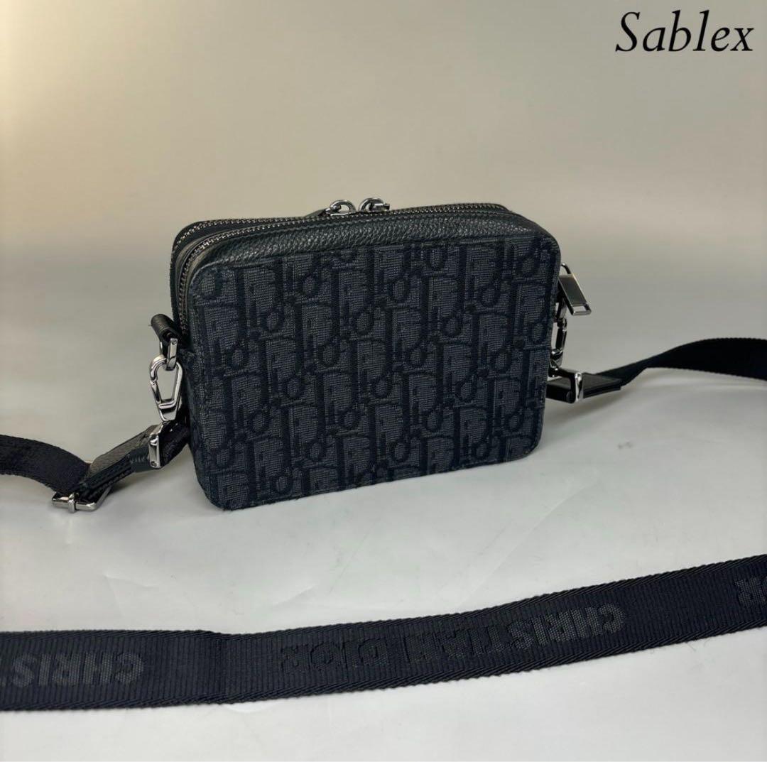 【超極美品】クリスチャンディオール オブリーク ジャガード ブラック レザー