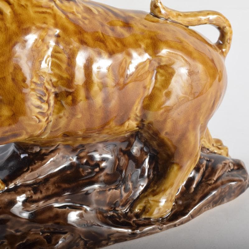 九谷焼　人間国宝　三代徳田八十吉作　猪　干支置物　C　8299