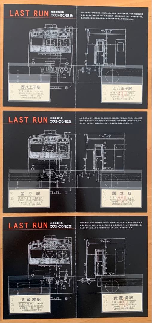 JR東日本　中央線201系ラストラン記念入場券　コンプリート！