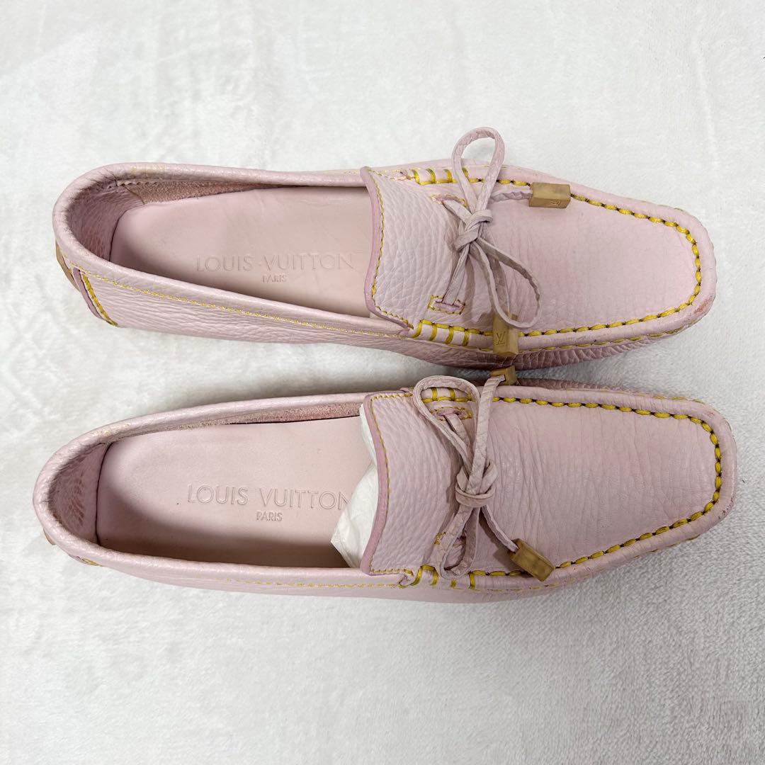 ルイ ヴィトン レザー ドライビングシューズ 37.5 ロゴリボン