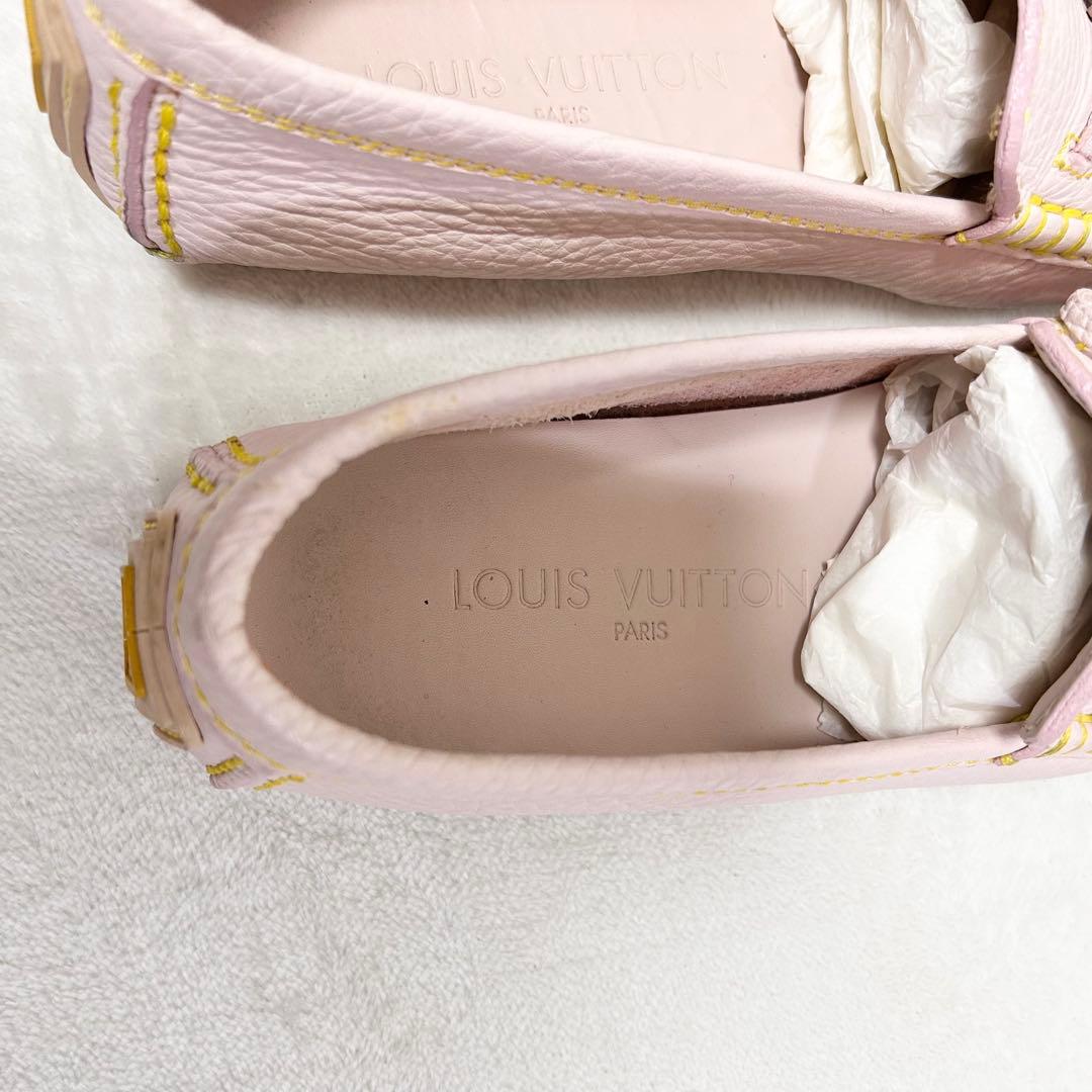 ルイ ヴィトン レザー ドライビングシューズ 37.5 ロゴリボン