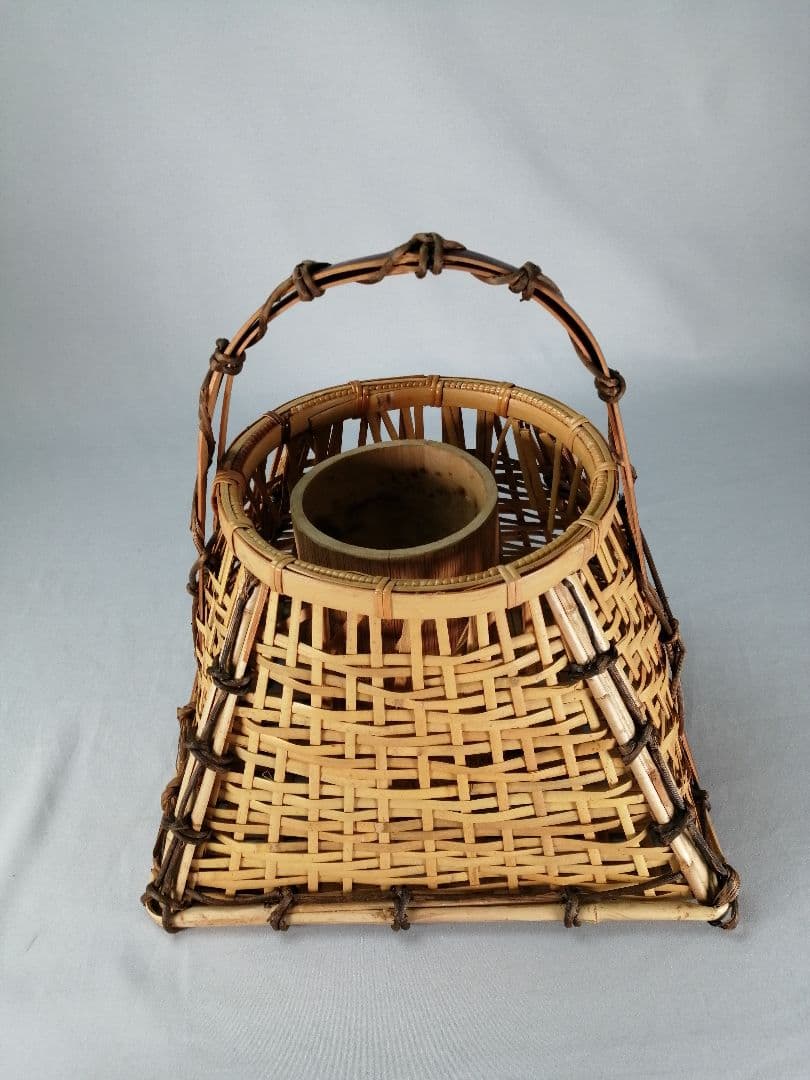 【茶事具】手付き四方籠　花籠　花入229