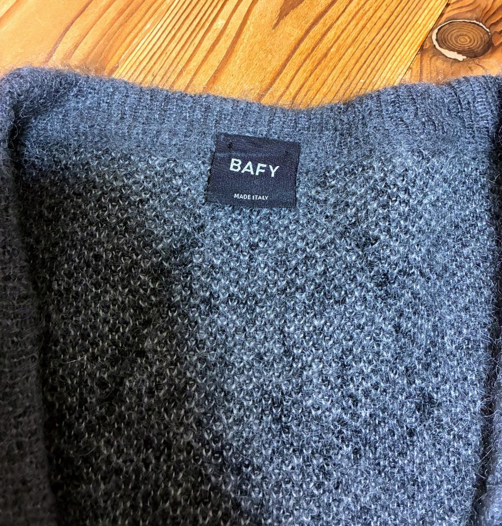 に*ょ様 BAFY モヘヤウールミドルゲージアーガイル柄ニットカーディガン 48