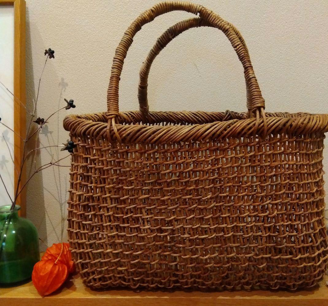 あけび　こだし編み　ブラウンかごバッグ　秋田
