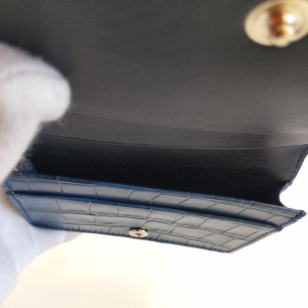 未使用 スマイソン 名刺入れ カードケース クロコ型押し ブルー 箱・カード付