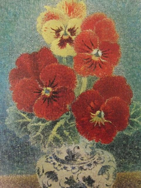 岡鹿之助、【三色菫】、希少な大判額装用画集より、新品高級額装付、豪華限定版