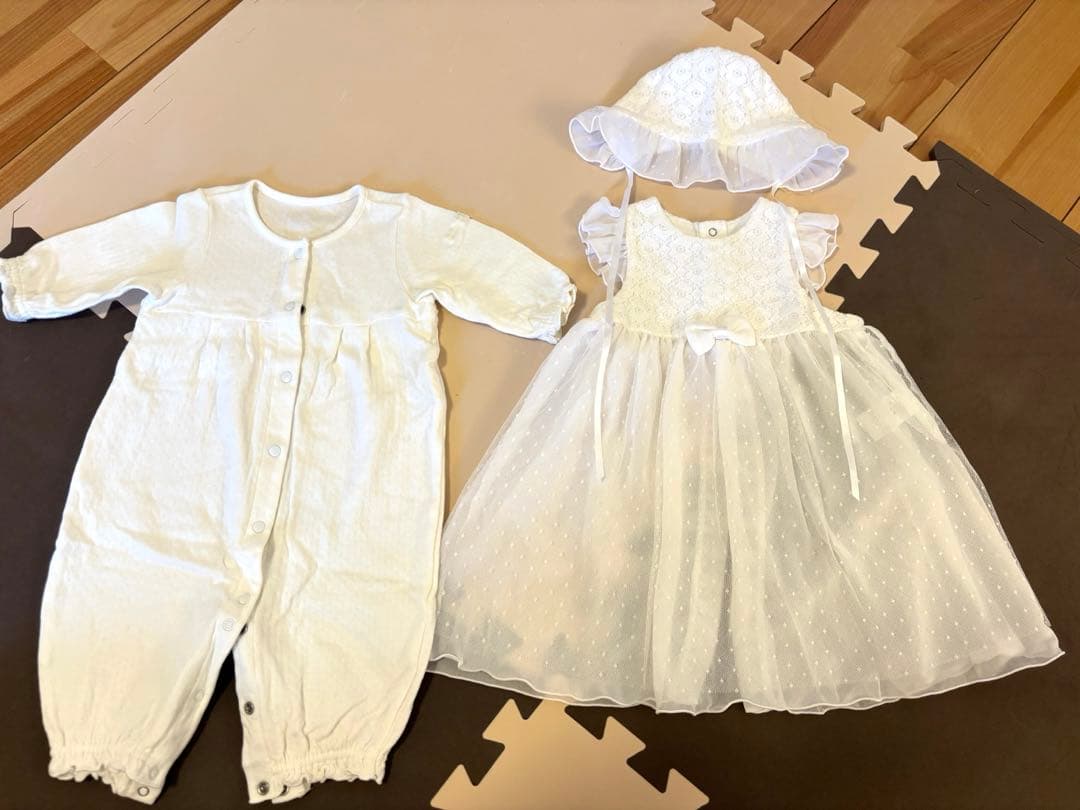 ミキハウスベビードレス通年用3点セット美品