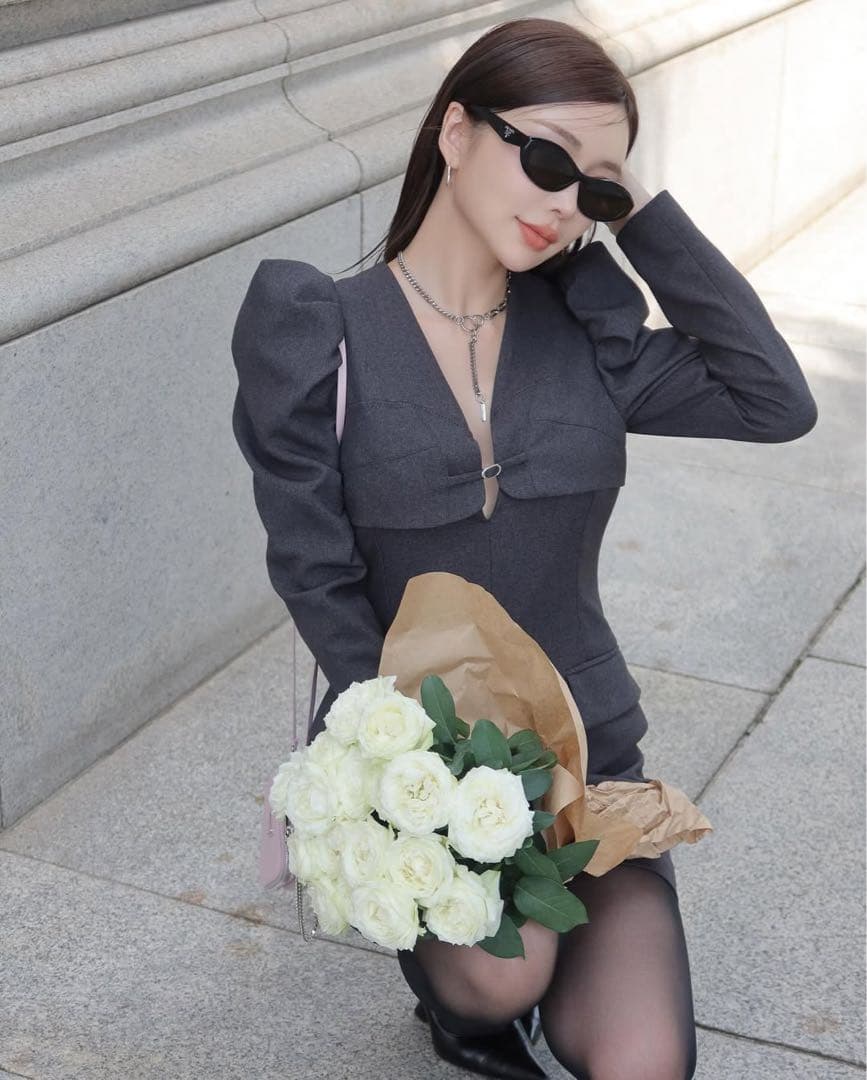 ワンピース JOSEMOON POWER SHOULDER MINIDRESS