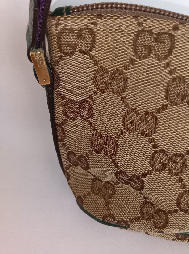 GUCCI　GGキャンパスアクセサリーポーチハンドバッグ　ベージュ141809