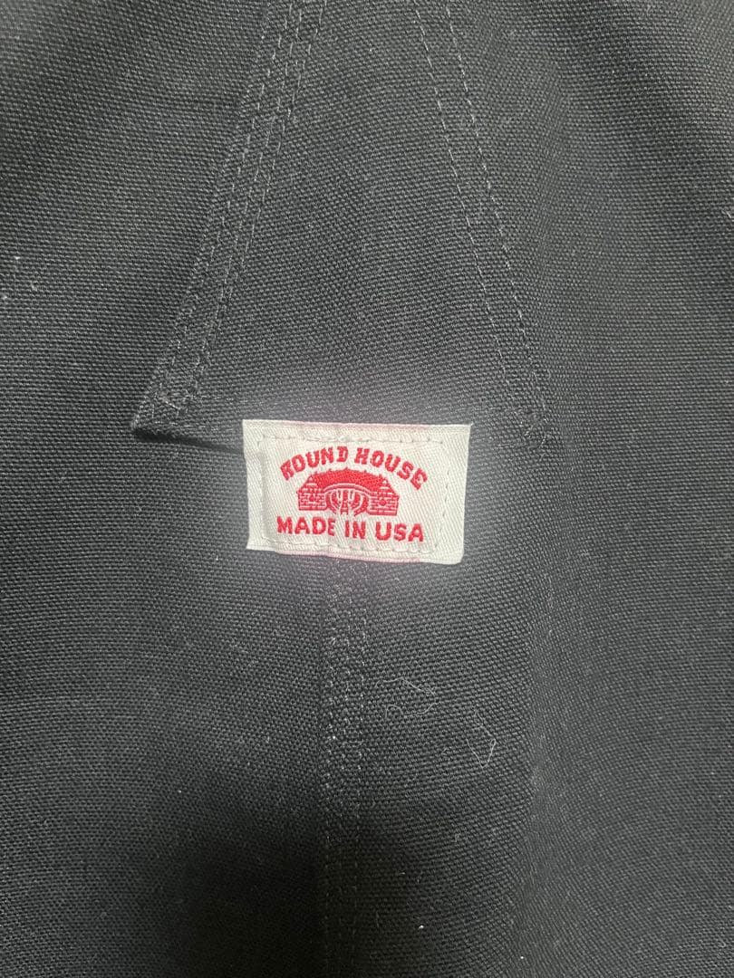 保留、パップROUND HOUSE ブラックオーバーオール