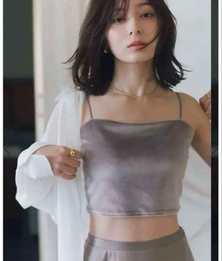 【OUR WACOAL×anuans】カップインベロアショートキャミソール