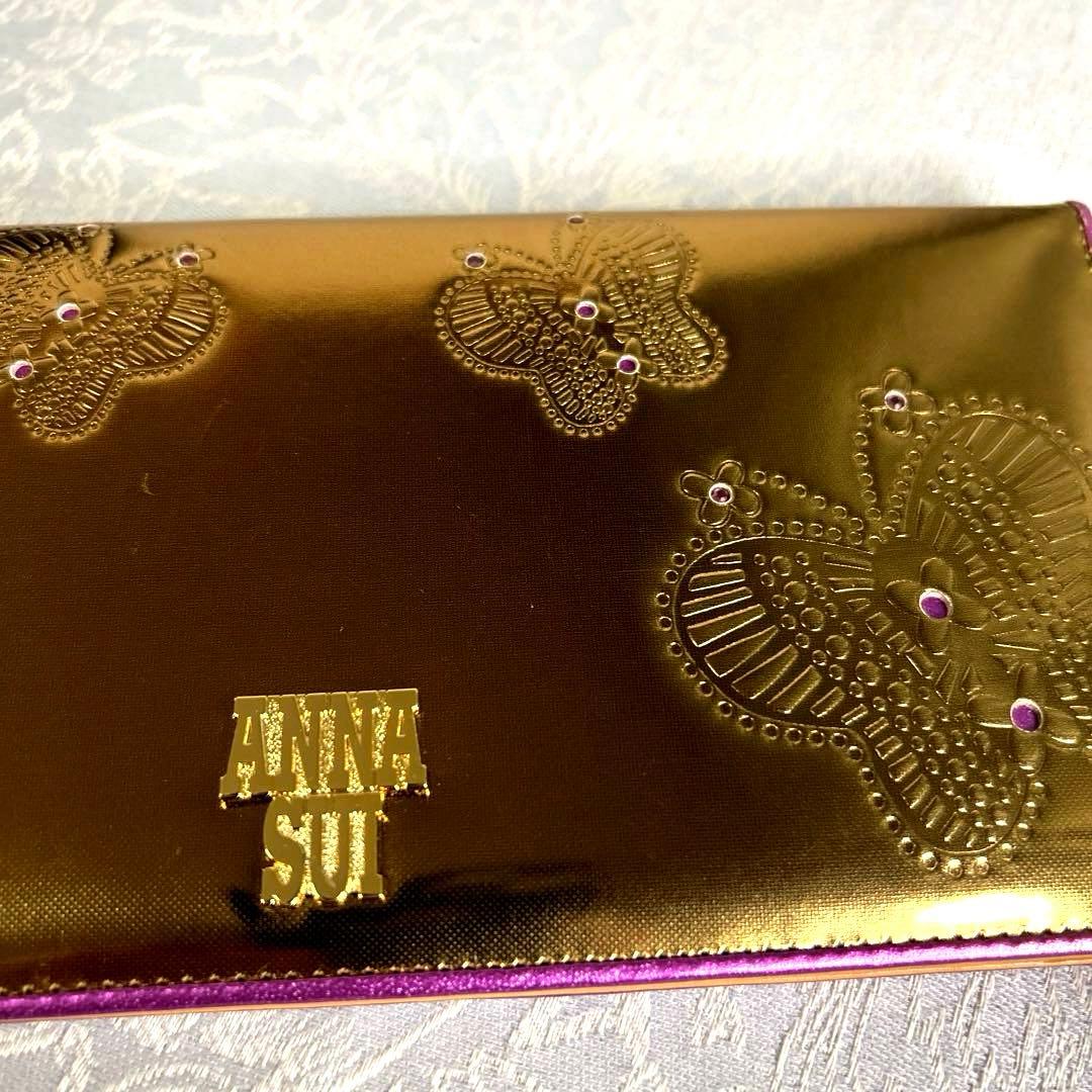 レア☆ANNA SUI アナスイ パスポートケース　ゴールド やぎ革　牛革　旅行
