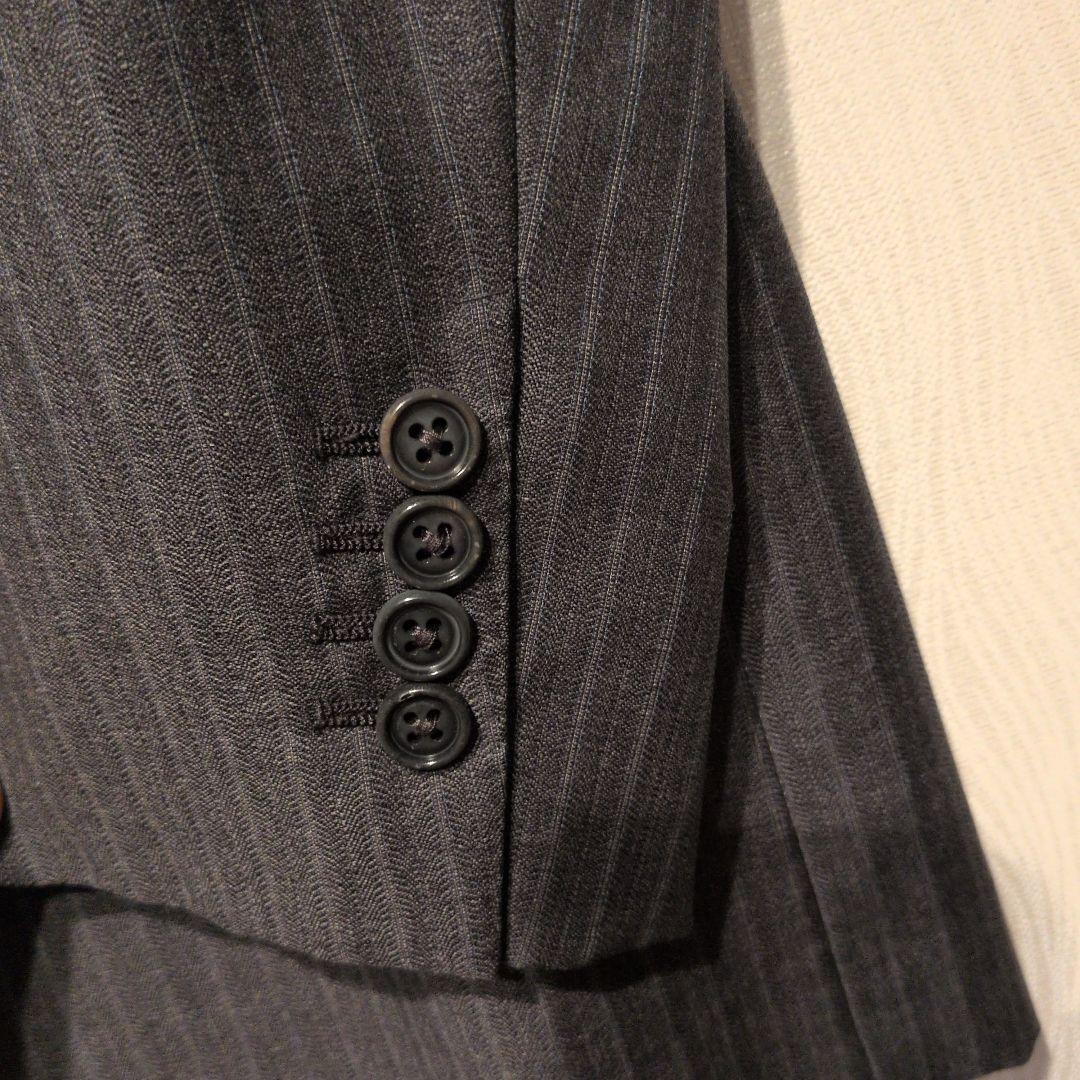 HERMES イタリア製 ダークグレー ストライプ ビジネスジャケット