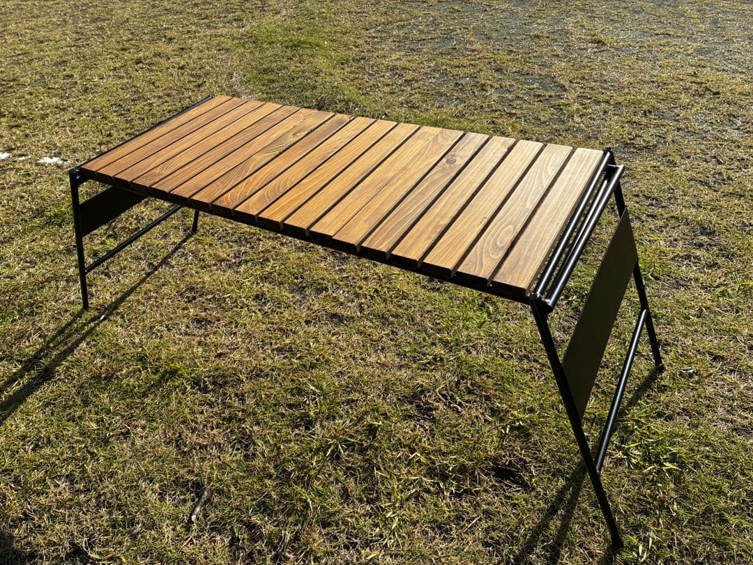 アイアン工房　アイアンテーブル　細板（ブラックマルチプレート付き）