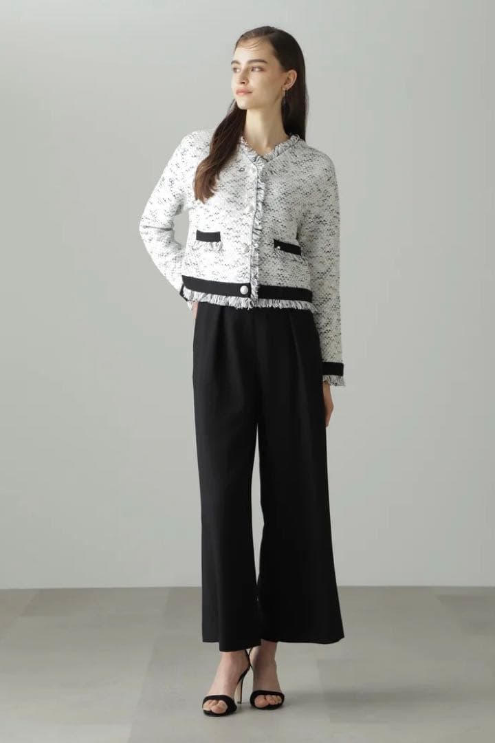 ピンキーアンドダイアン◆カスリツイードカーディガン ホワイト 38