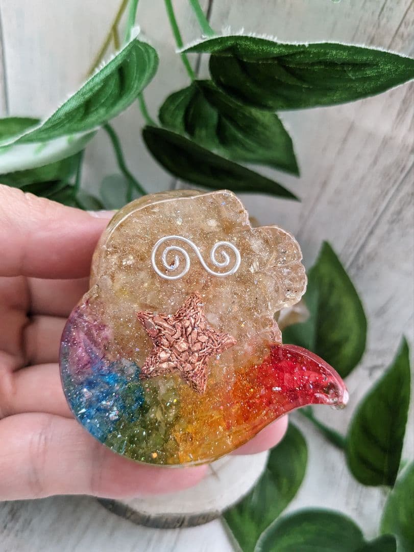 【Milky】虹色しっぽ！シトリンのきつねさん形オルゴナイト☆他２点