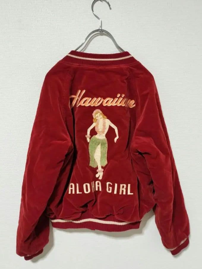 ヒステリックグラマー ベロア リバーシブルスカジャン リネン混 日本製 刺繍 M