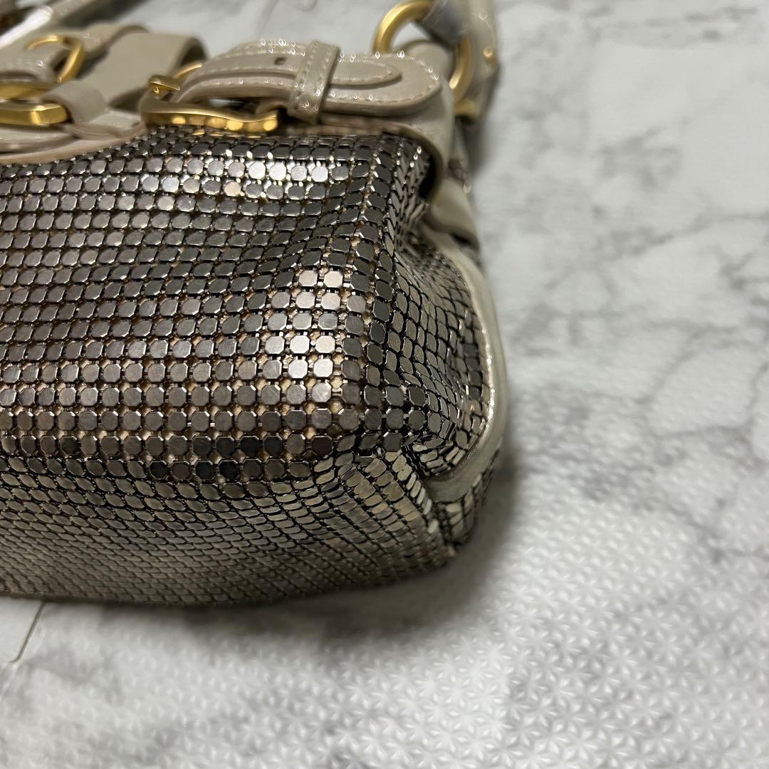 激レア✨ジミーチュウ メタリック メッシュ ハンドバッグ レザー ゴールド