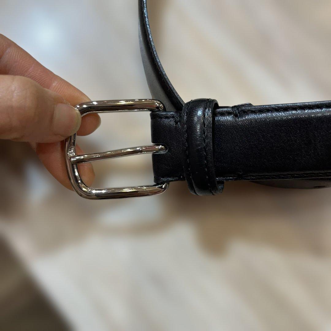 Hardy Noir 黒レザーベルト シルバーバックル