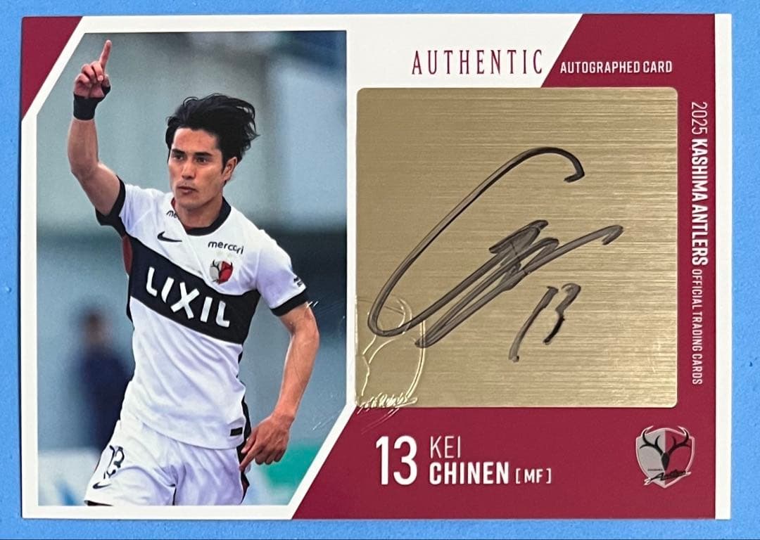 2025 鹿島アントラーズ 直筆サインカード 知念慶