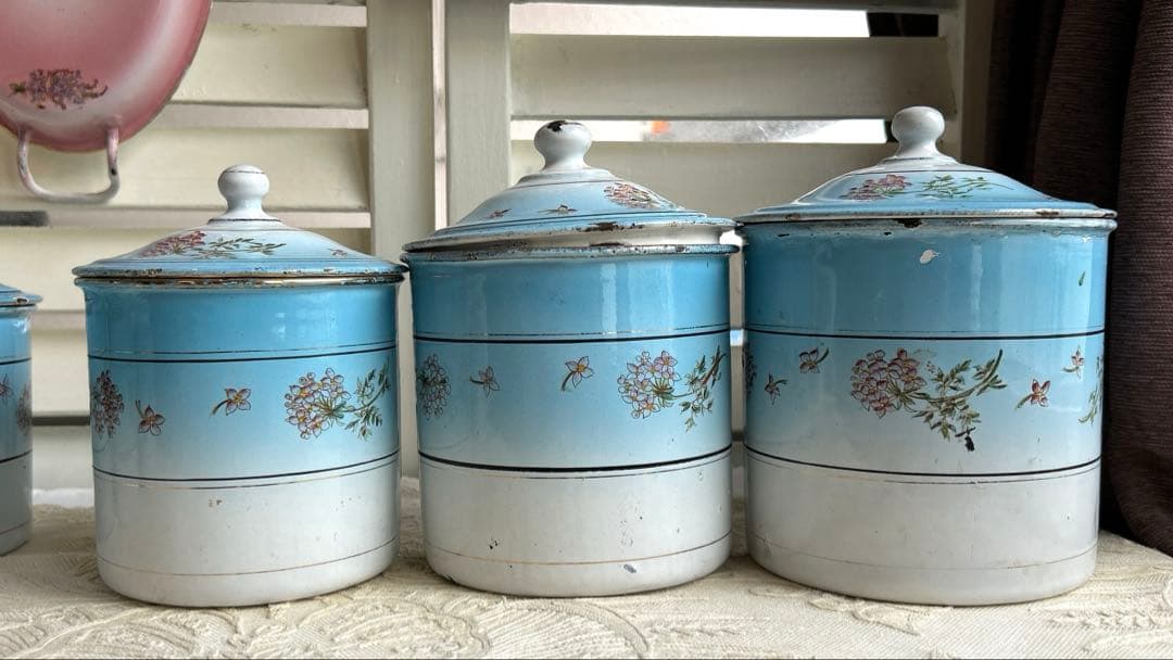 フランスアンティーク　ホーローキャニスター6 個set