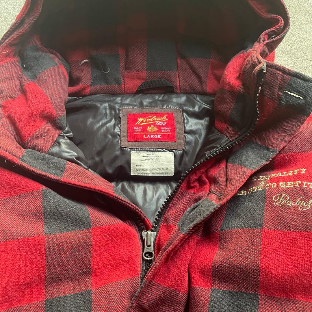 WOOLRICH ダウンジャケット 短丈 チェック 赤 Y2K 肉厚 古着