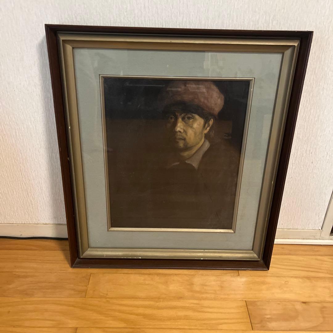 油彩画 人物肖像 ダークブラウンフレーム