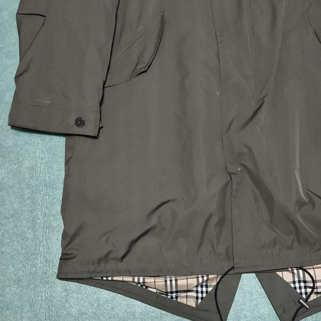バーバリーブラックレーベル　モッズコート　裏地ノバチェック　ラビットファー