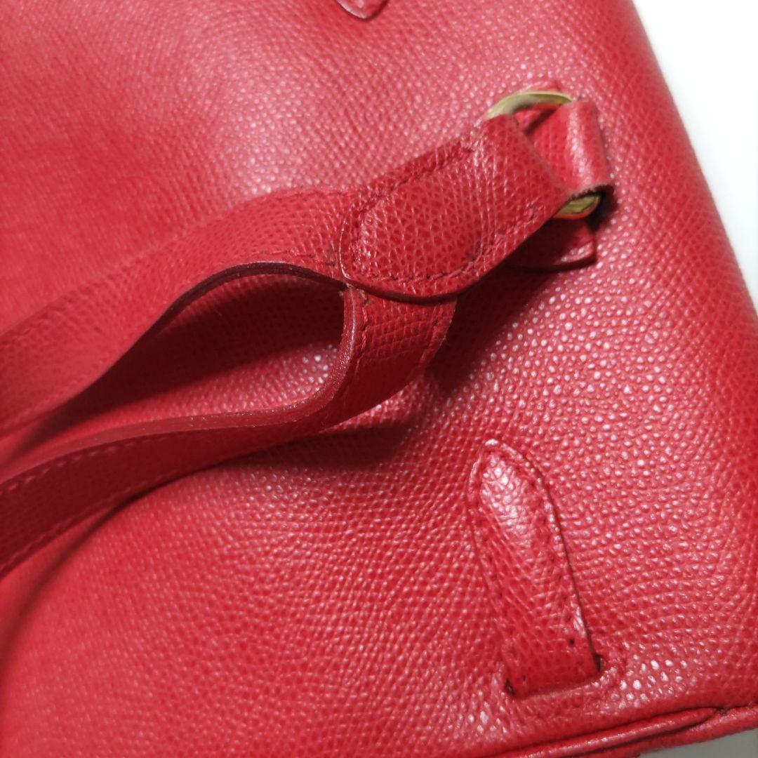 レザー レッド リュックバッグ ゴールド金具