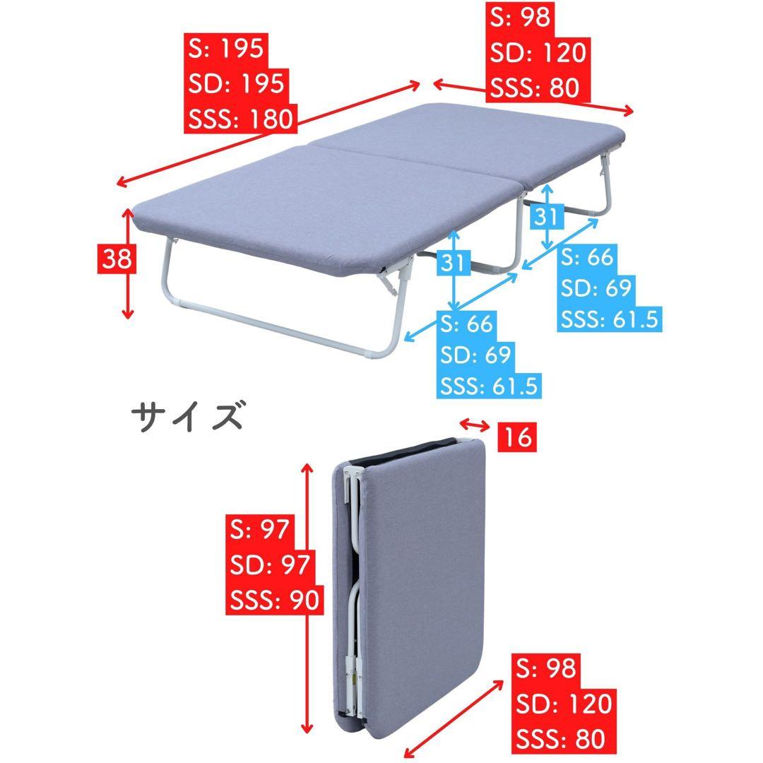 新品未使用箱不良　山善　折りたたみベッド　PB−97195（GRGMWH）
