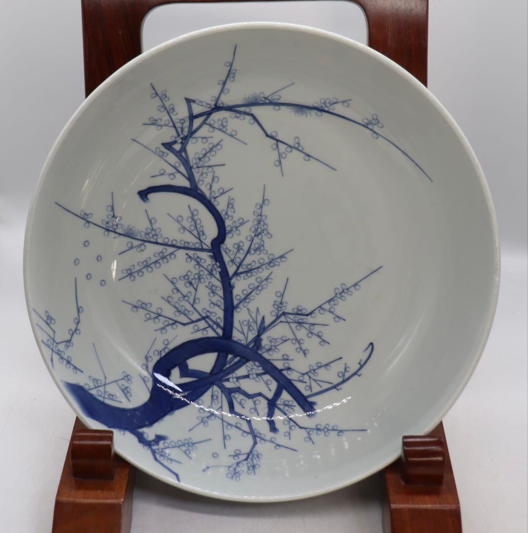 江戸　鍋島　大皿　梅紋　直径33.5cm アンティーク　送料込み260205