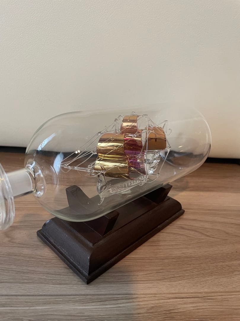 美品　ガラス瓶アート(帆船)