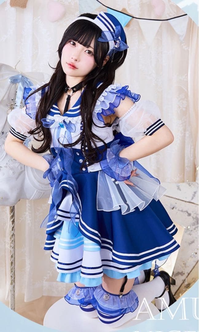 Malymoon 逃げ水あむ着用 01フリルセーラーブルー マリン