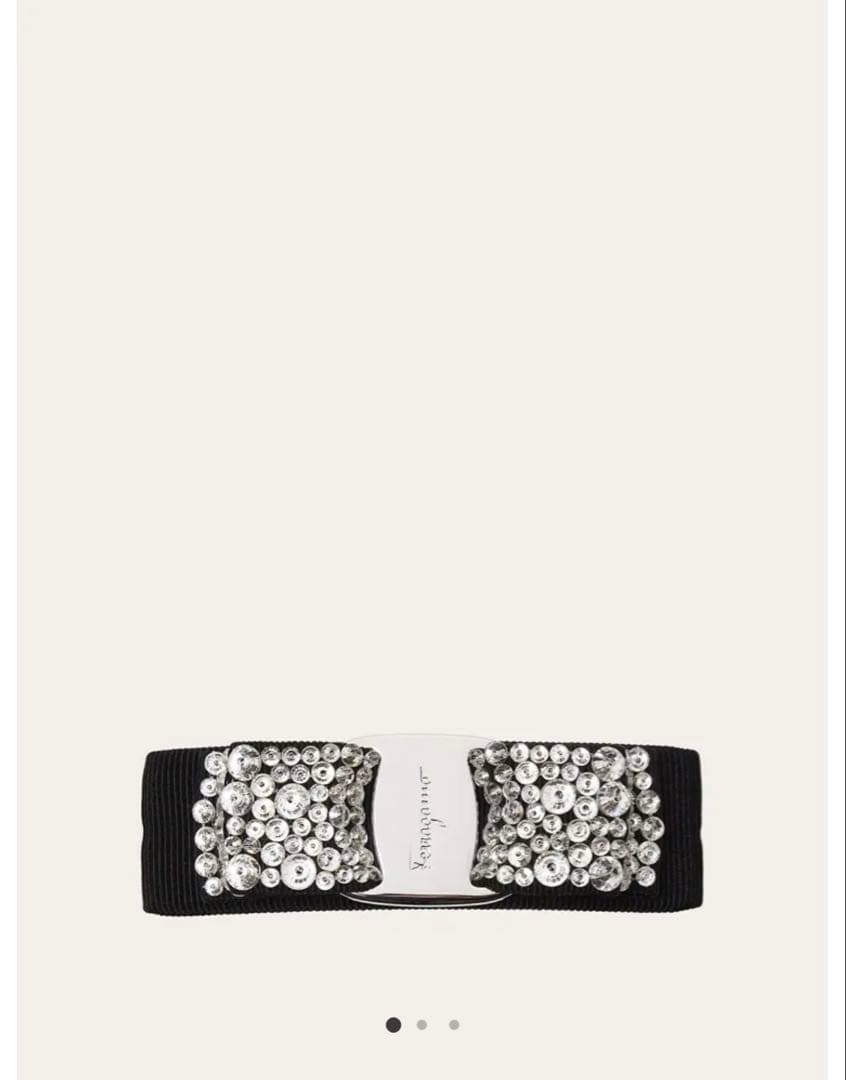 【美品】サルヴァトーレフェラガモ ヴァラ ビジューバレッタ 黒×シルバー